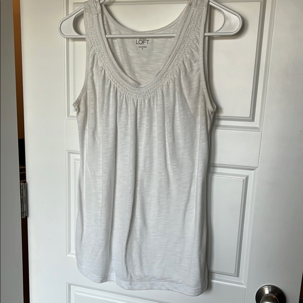 LOFT Gray Smocked Tank Top